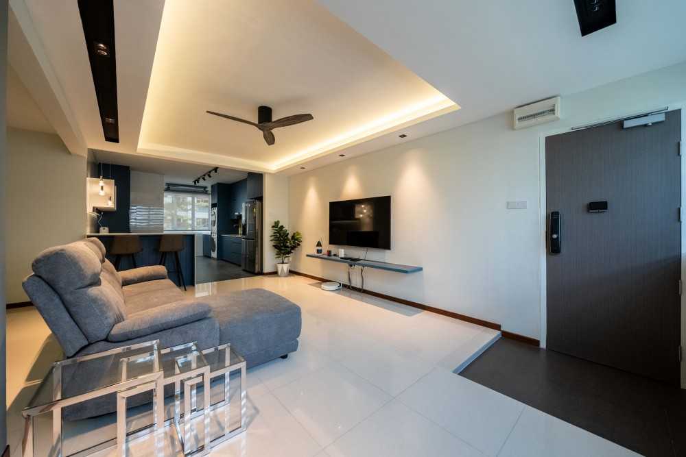 Contemporary Living Room with TV Console and Sofa