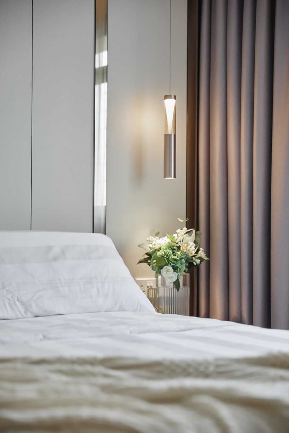 Modern Bedroom with Bedside Table and Bed