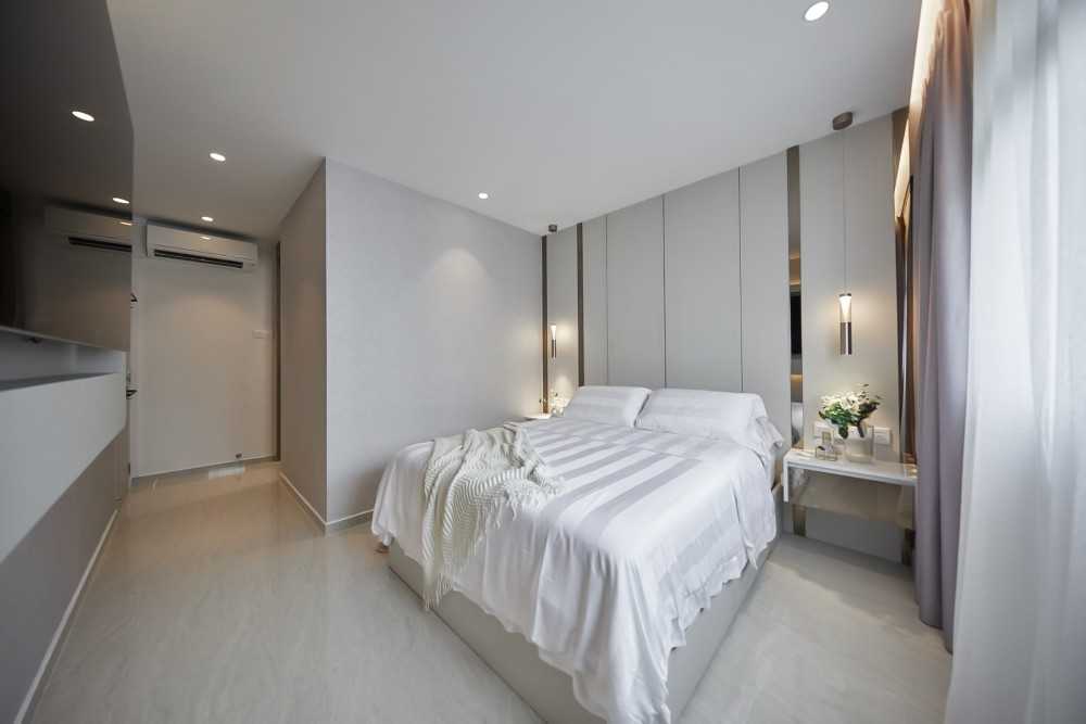 Modern Bedroom with TV Console and Feature Wall