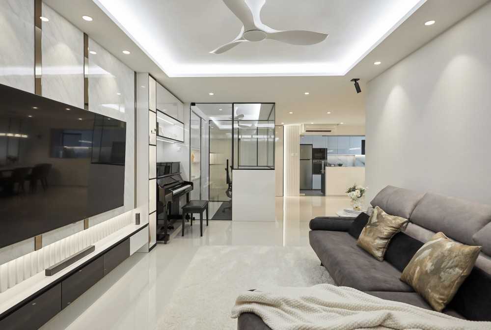 Modern Living Room with TV Console and Sofa