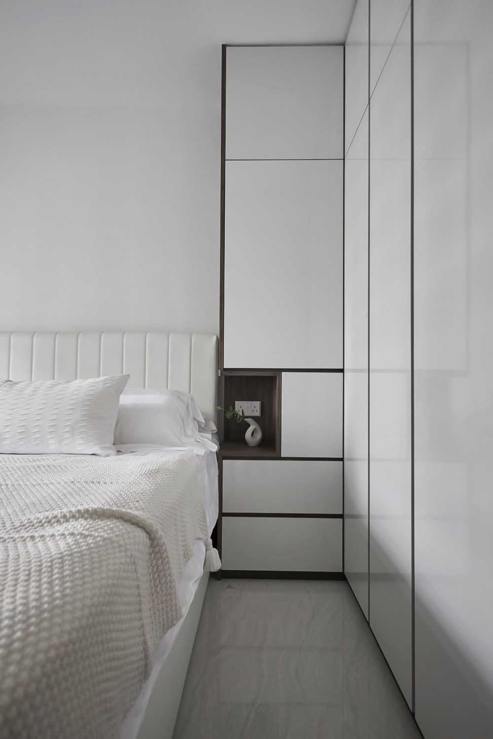 Modern Bedroom with Wardrobe and Bedside Table