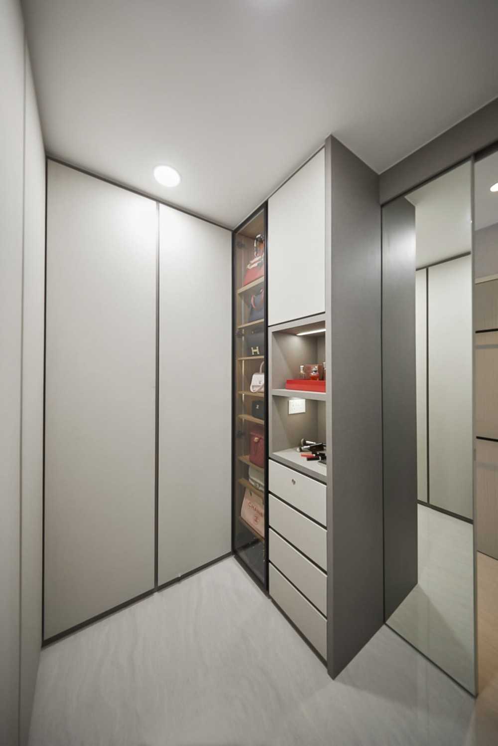 Modern Bedroom with Mirror and Wardrobe