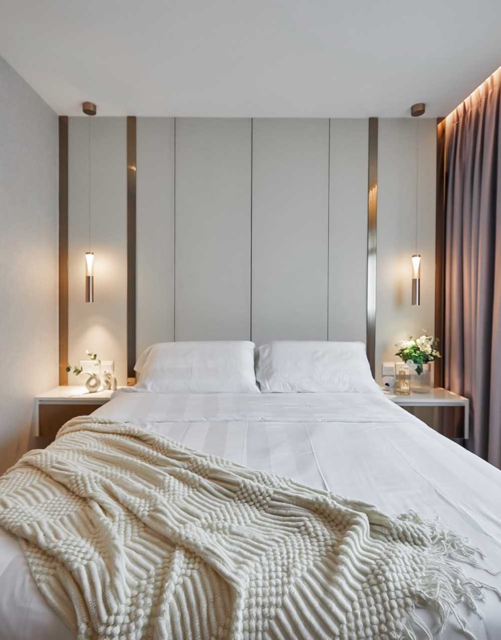 Modern Bedroom with Feature Wall and Bedside Table