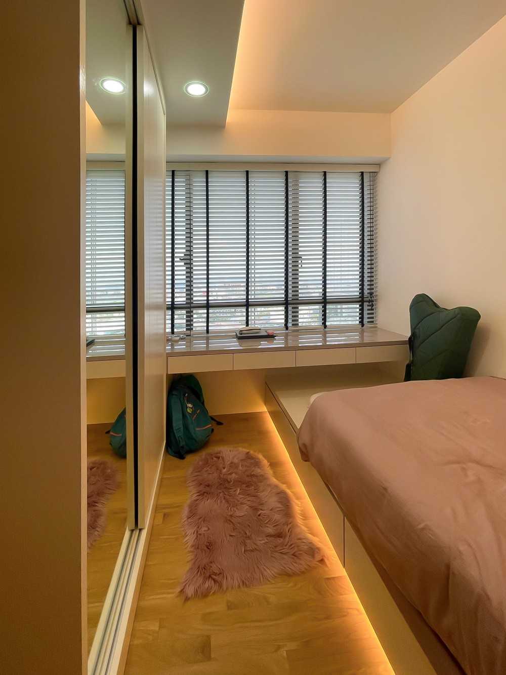Scandinavian Bedroom with Wardrobe and Built-in Bed