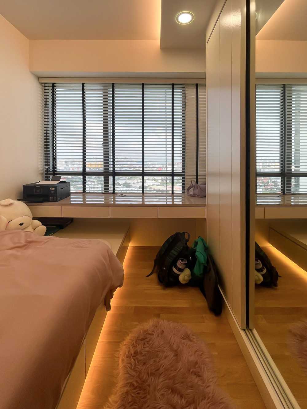 Scandinavian Bedroom with Wardrobe and Built-in Bed