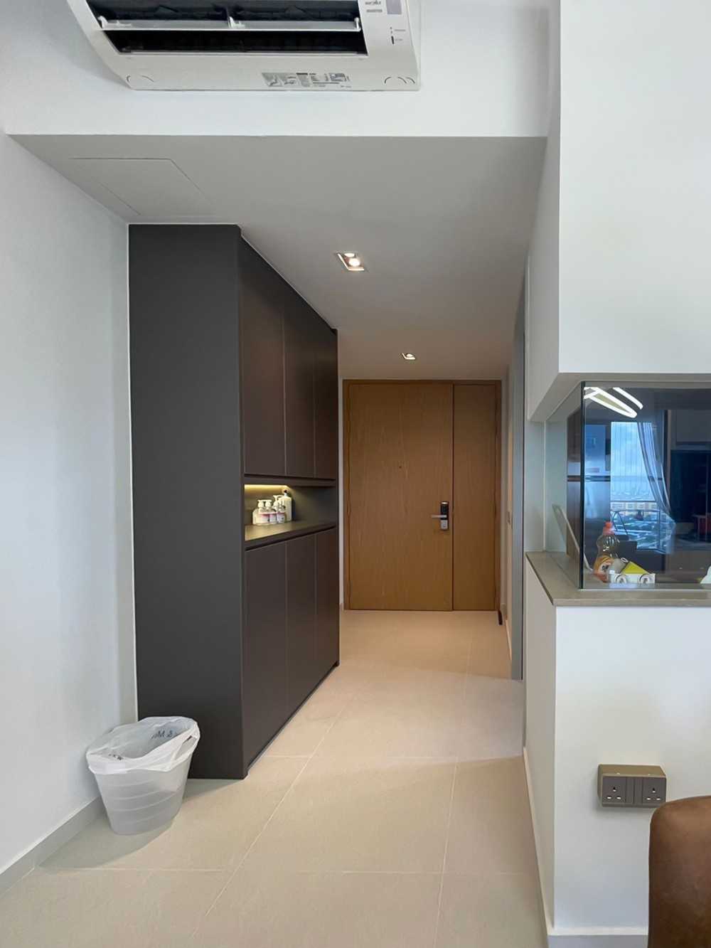 Scandinavian Foyer with Storage Cabinets and Display Cabinets