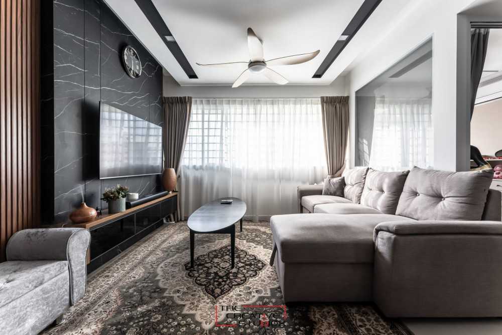 Modern Living Room with TV Console and Feature Wall