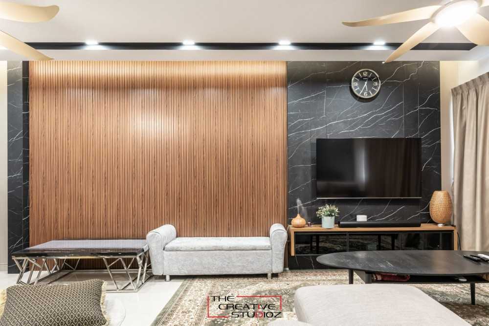 Modern Living Room with TV Console and Feature Wall