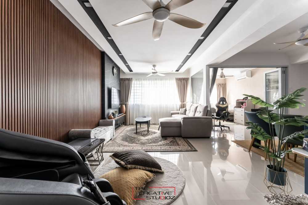 Modern Living Room with TV Console and Feature Wall