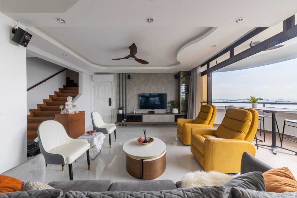 Modern Living Room with TV Console and Feature Wall