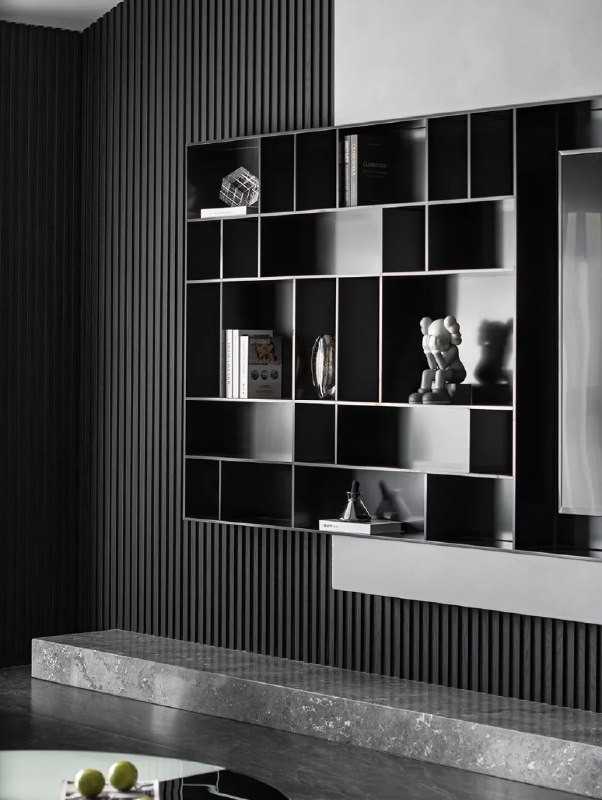 Contemporary Living Room with Homogeneous Tiles and Feature Wall