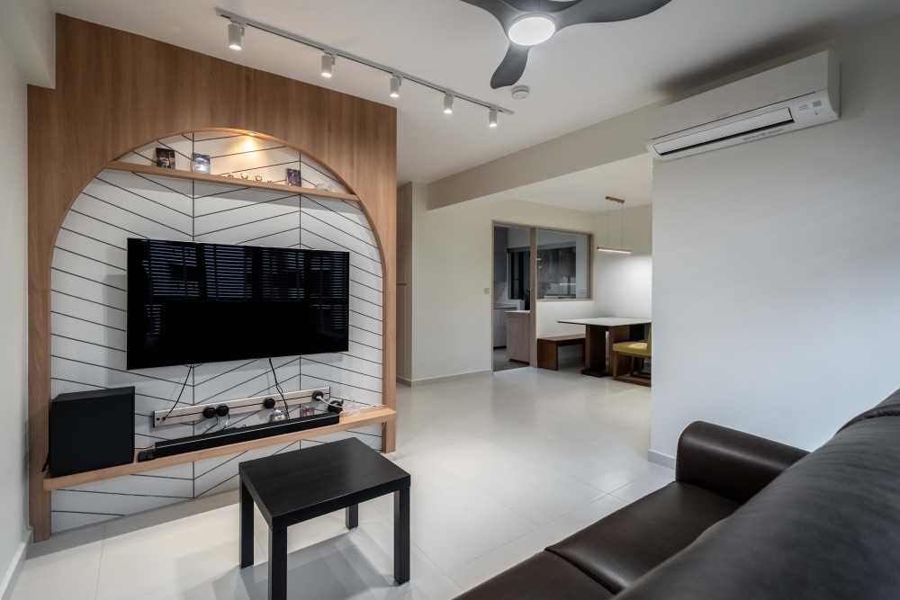 Scandinavian Living Room with TV Console and Sofa