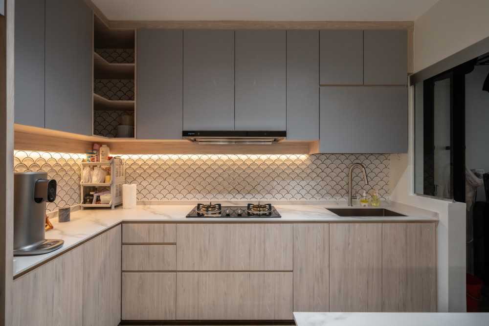 Scandinavian Kitchen with Kitchen Window and Kitchen Island