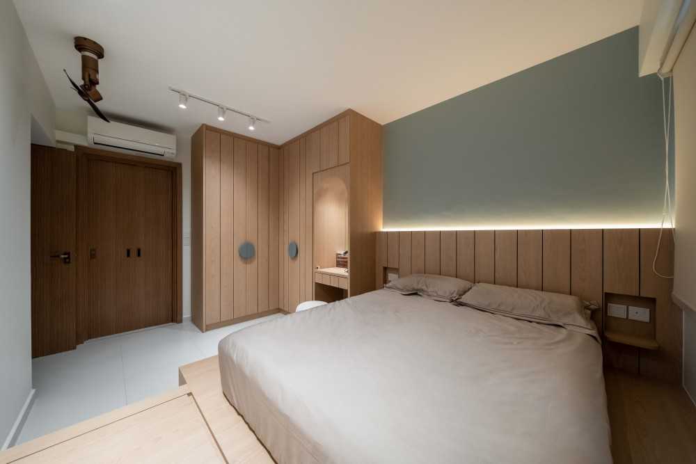 Scandinavian Bedroom with Wardrobe and Built-in Bed
