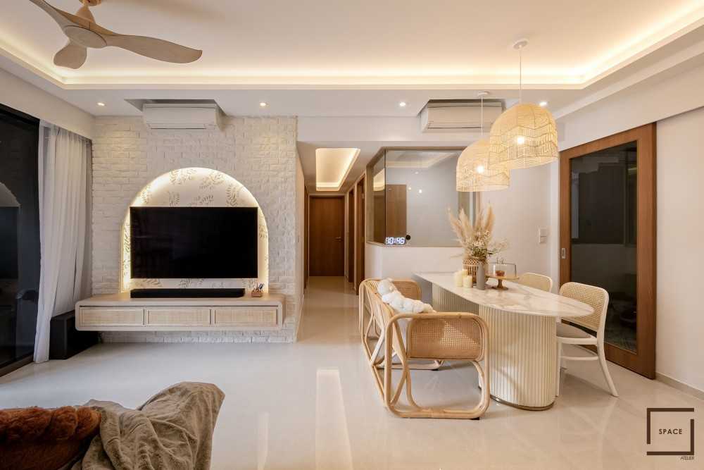 Modern Living Room with TV Console and Feature Wall