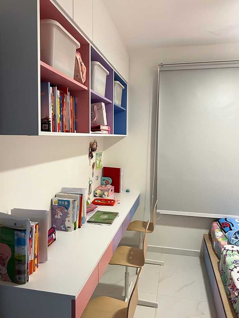 Scandinavian Kids Room with Bookshelf and Paintings