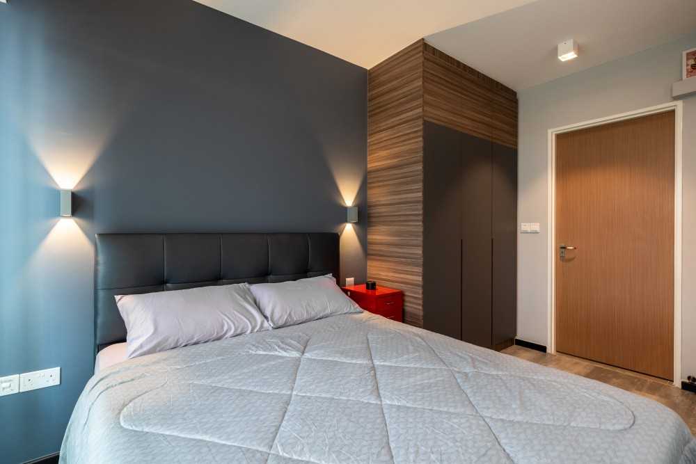 Contemporary Bedroom with Wardrobe and Bedside Table