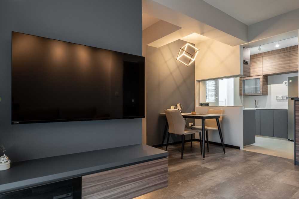 Contemporary Living Room with Feature Wall and Paintings