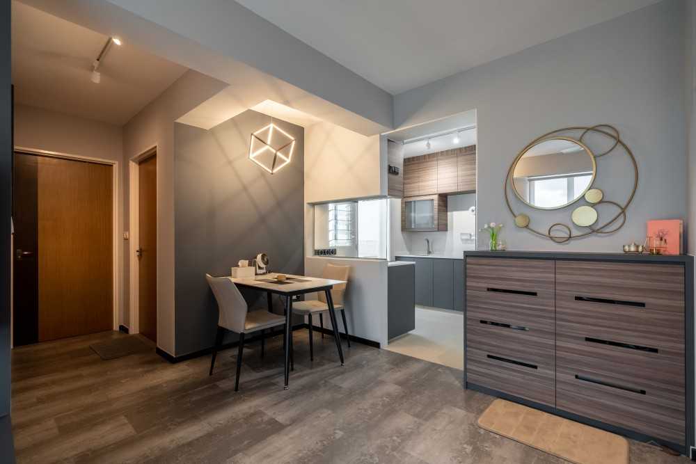 Contemporary Dining Room with Ceiling Light and Dining Table
