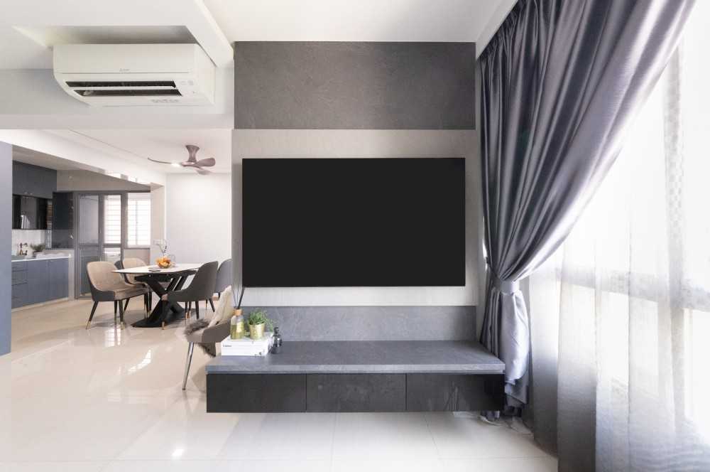 Modern Living Room with TV Console and Feature Wall