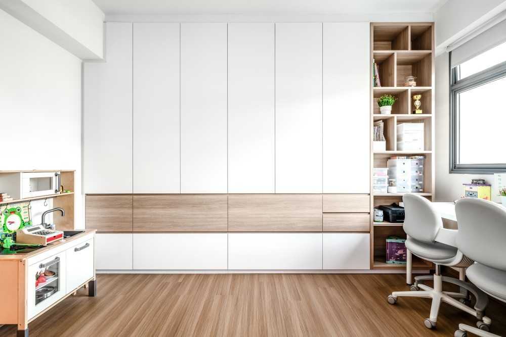 Scandinavian Study with Bookshelf and Desk