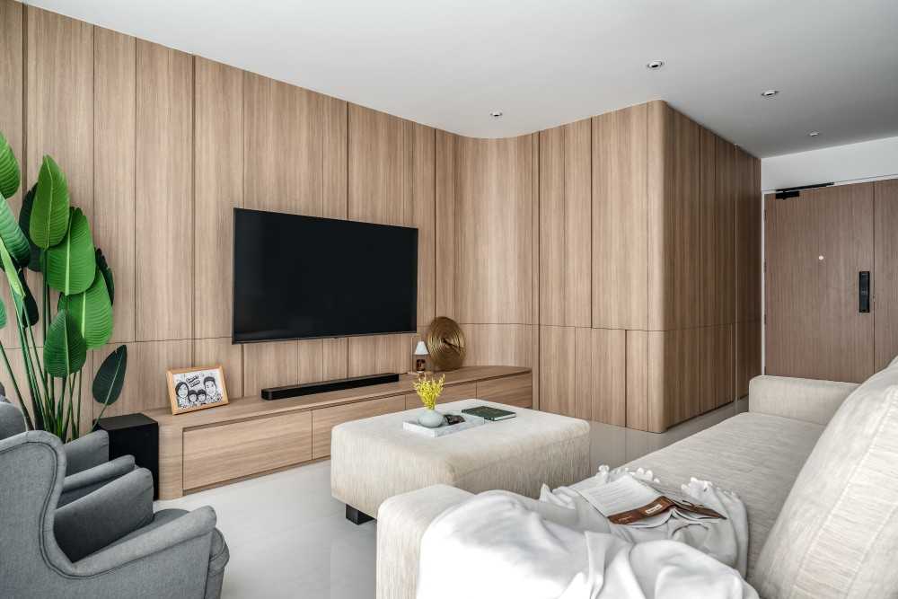 Scandinavian Living Room with TV Console and Sofa