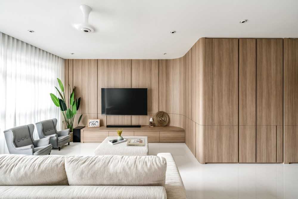 Scandinavian Living Room with TV Console and Sofa