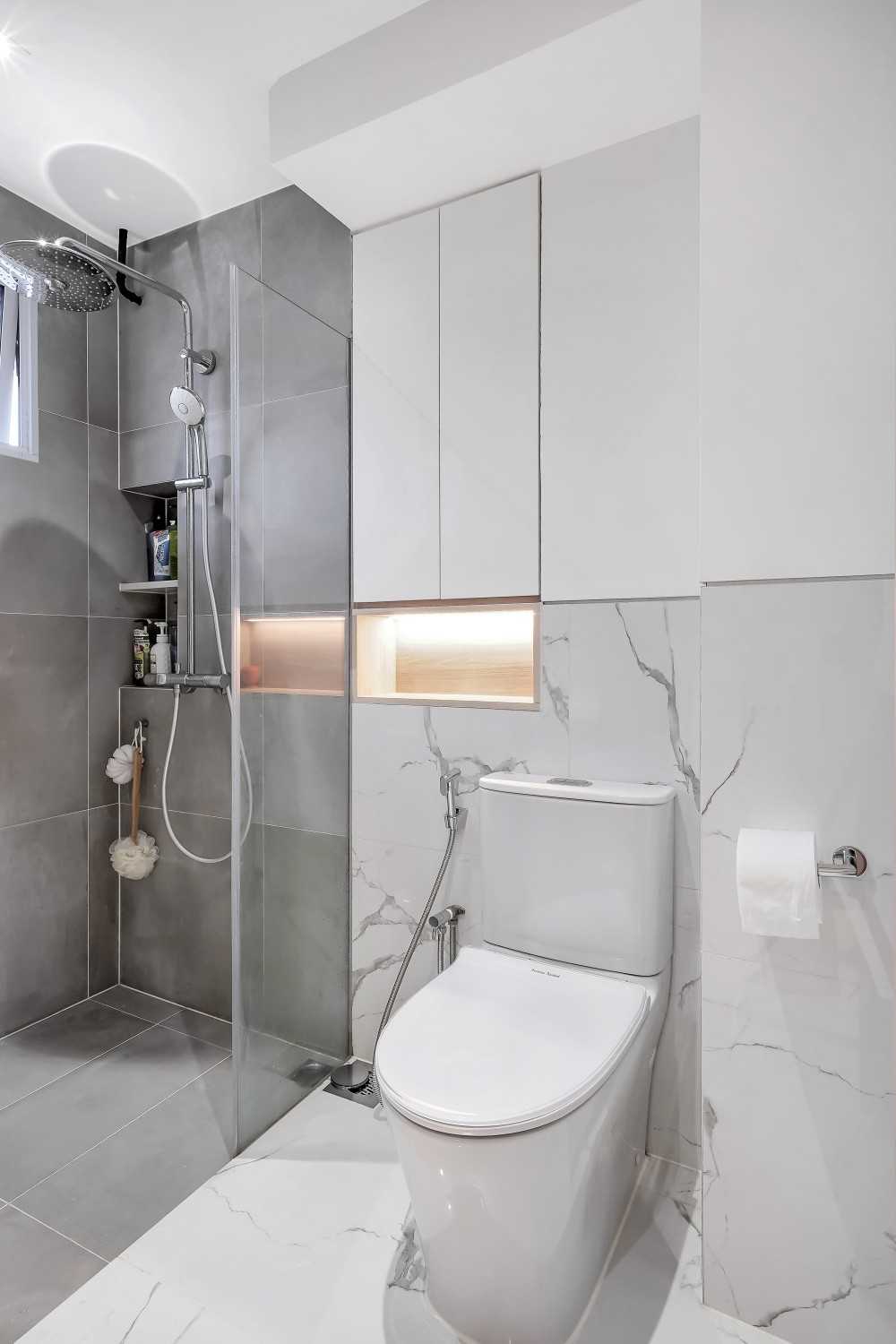 Contemporary Bathroom with Bathroom Accessories and Showers