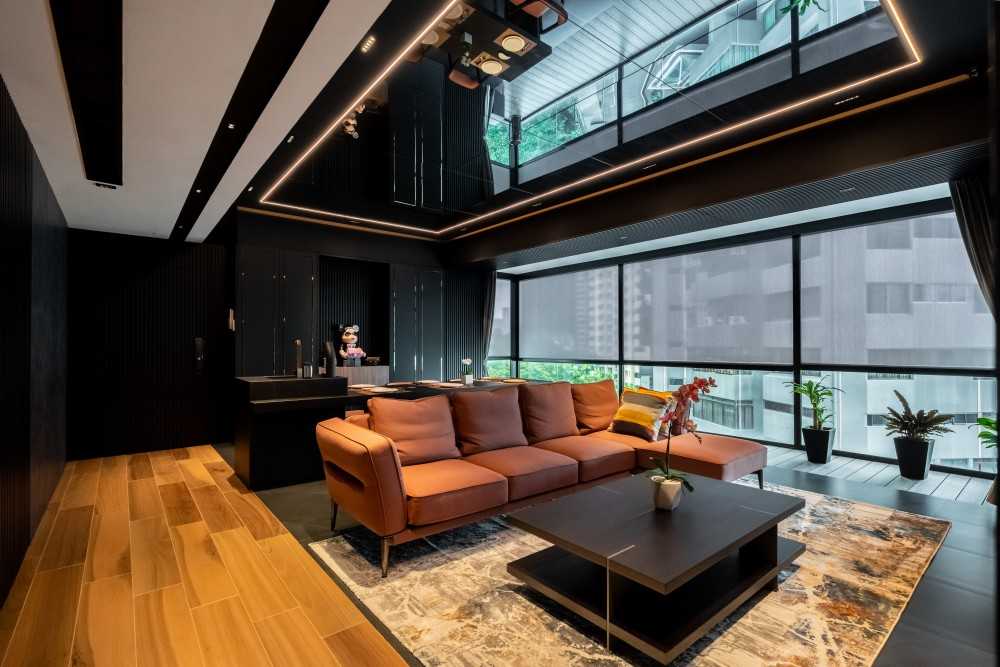 Modern Living Room with TV Console and Feature Wall
