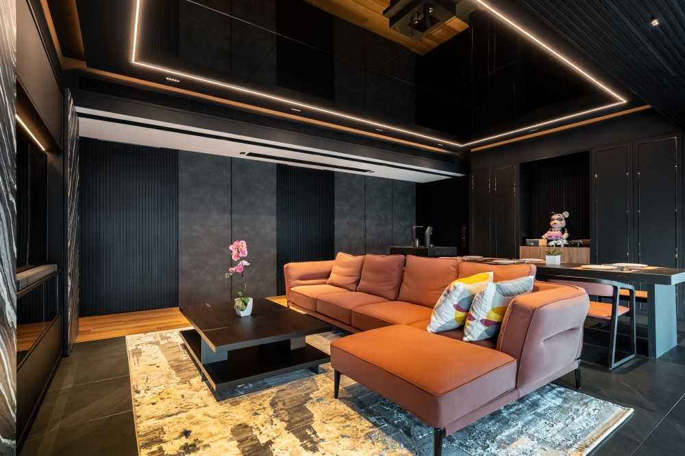 Modern Living Room with TV Console and Feature Wall