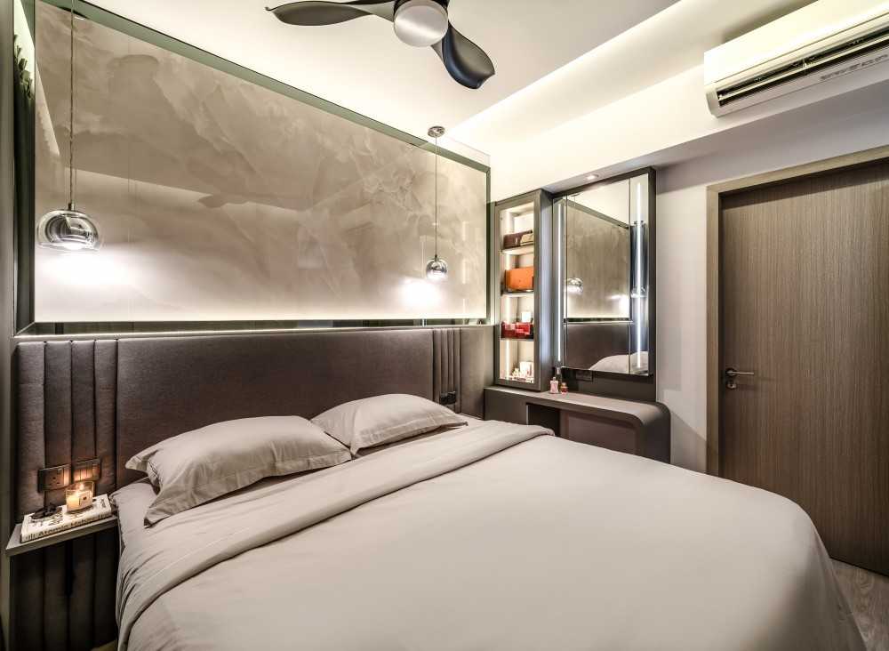 Modern Bedroom with Ceiling Light and Bedroom Dresser
