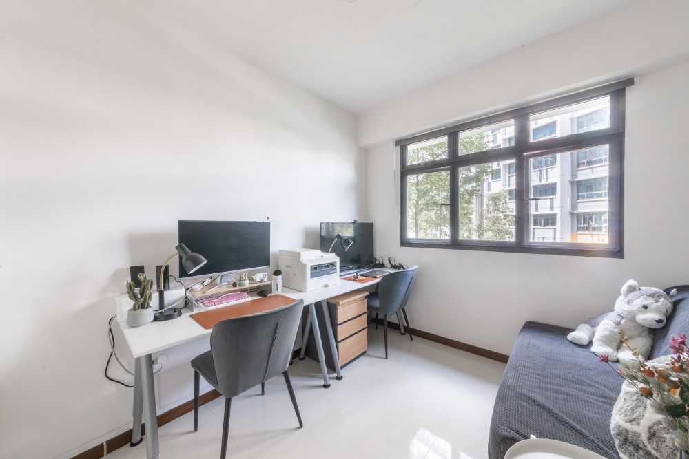 Minimalist Home Office with Sofa and Desk