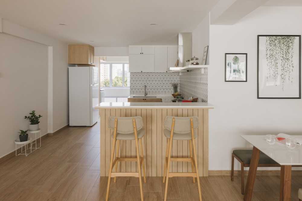Scandinavian Kitchen with Kitchen Window and Open Kitchen