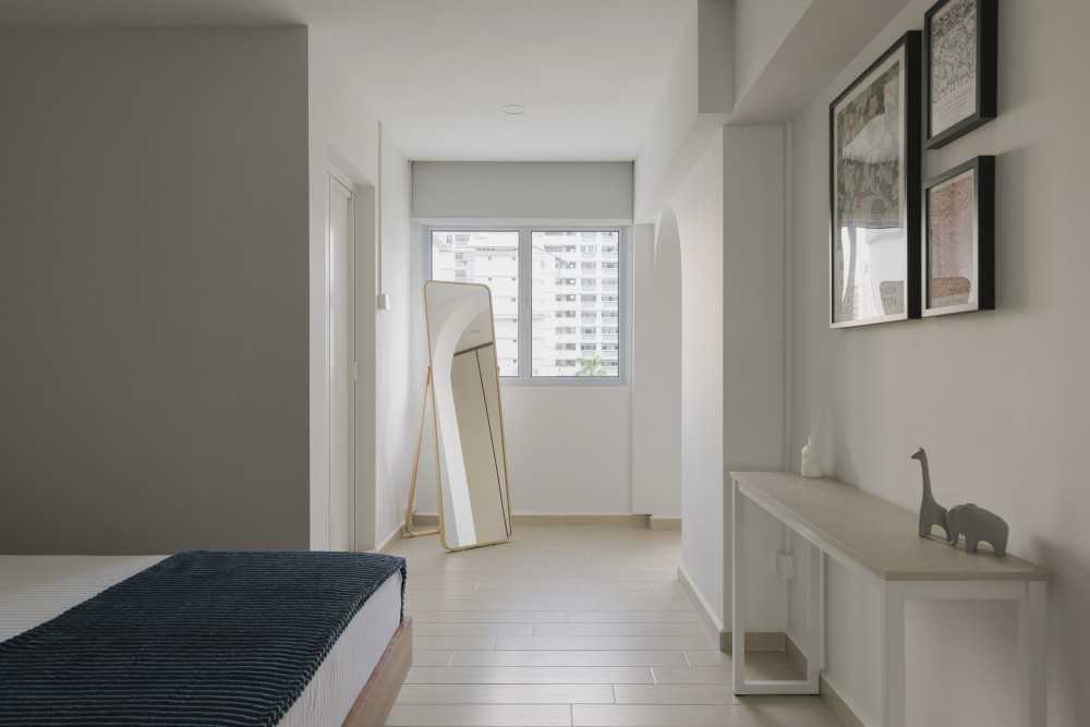Scandinavian Bedroom with Mirror and Roller Blinds