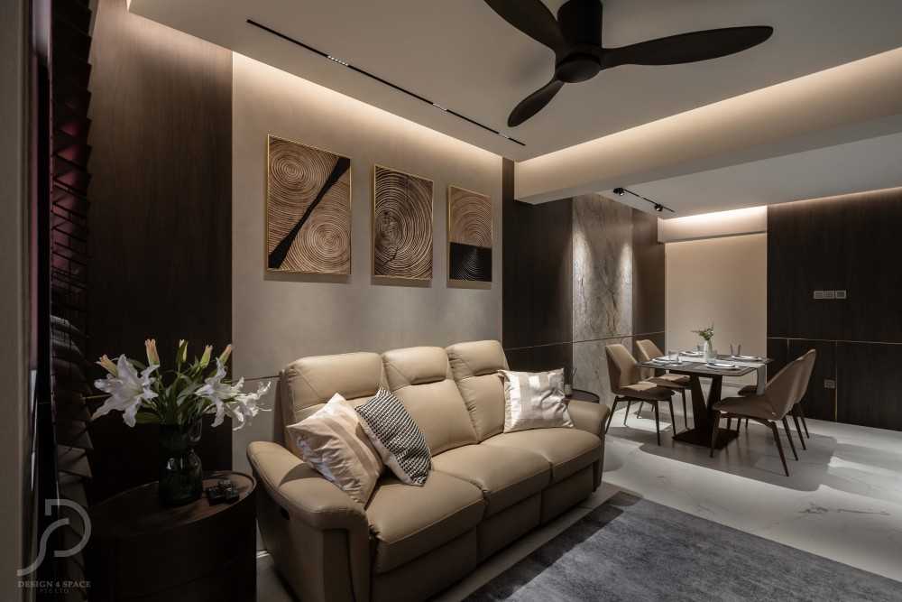 Modern Living Room with TV Console and Paintings