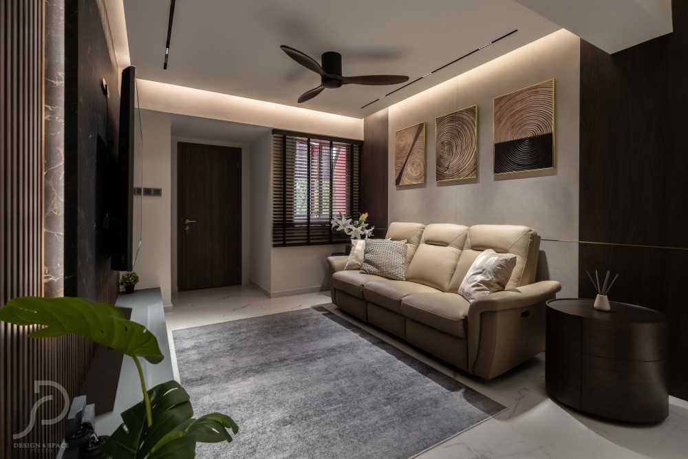 Modern Living Room with Vinyl Flooring and Homogeneous Tiles
