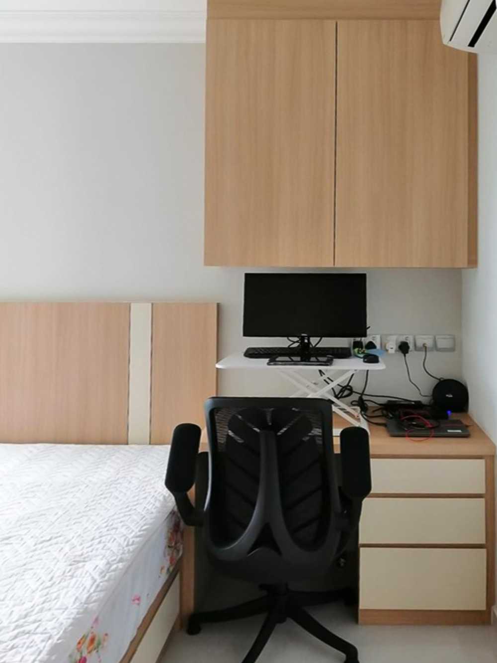 Scandinavian Bedroom with Bedroom Dresser and Paintings