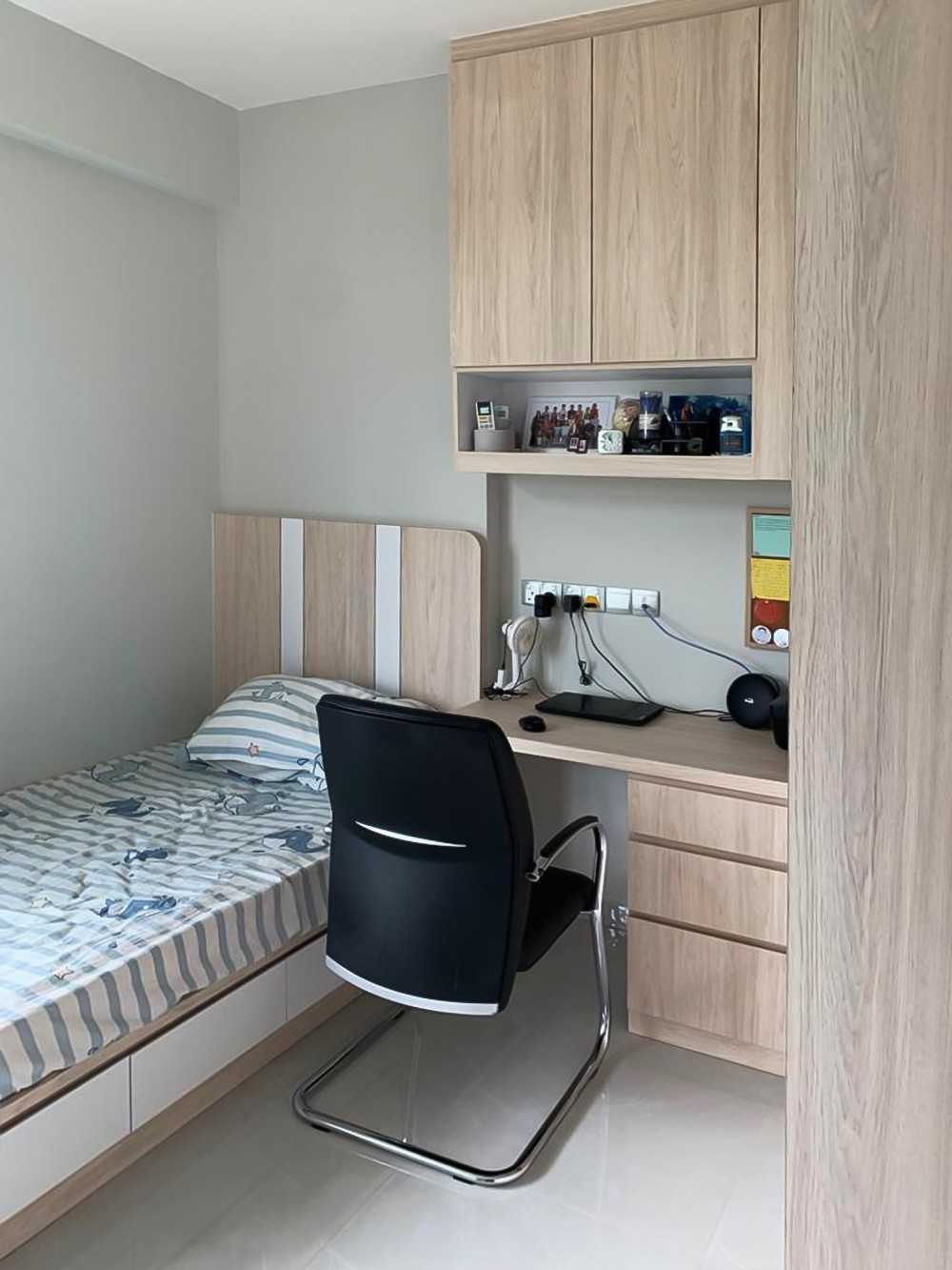 Scandinavian Bedroom with Bedroom Dresser and Storage Cabinets
