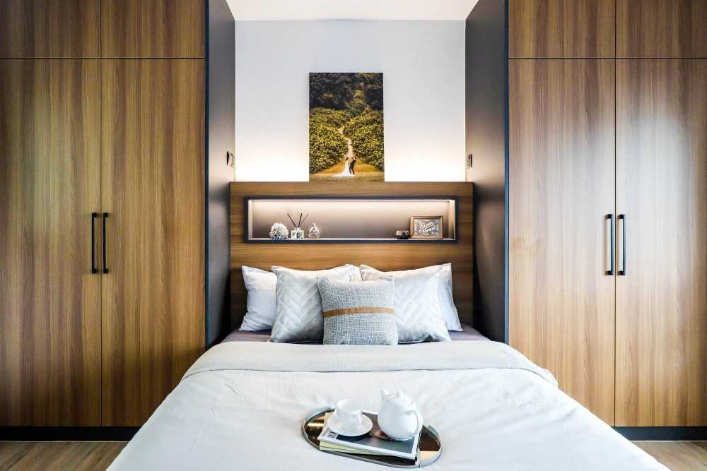 Scandinavian Bedroom with Wardrobe and Bed