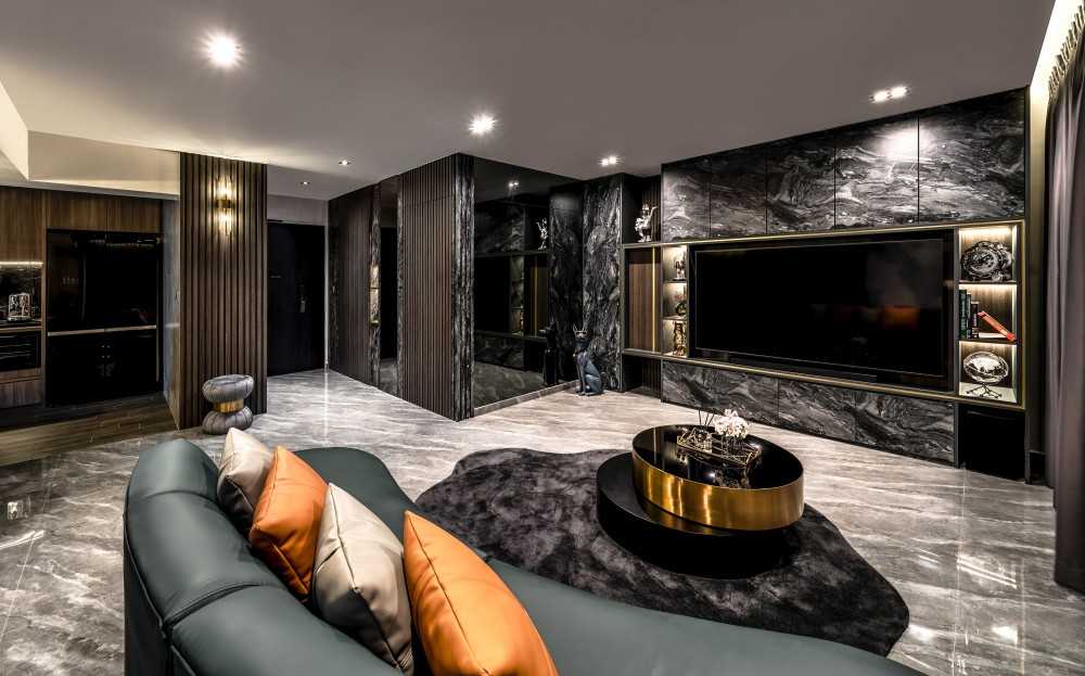 Modern Living Room with Feature Wall and Sofa