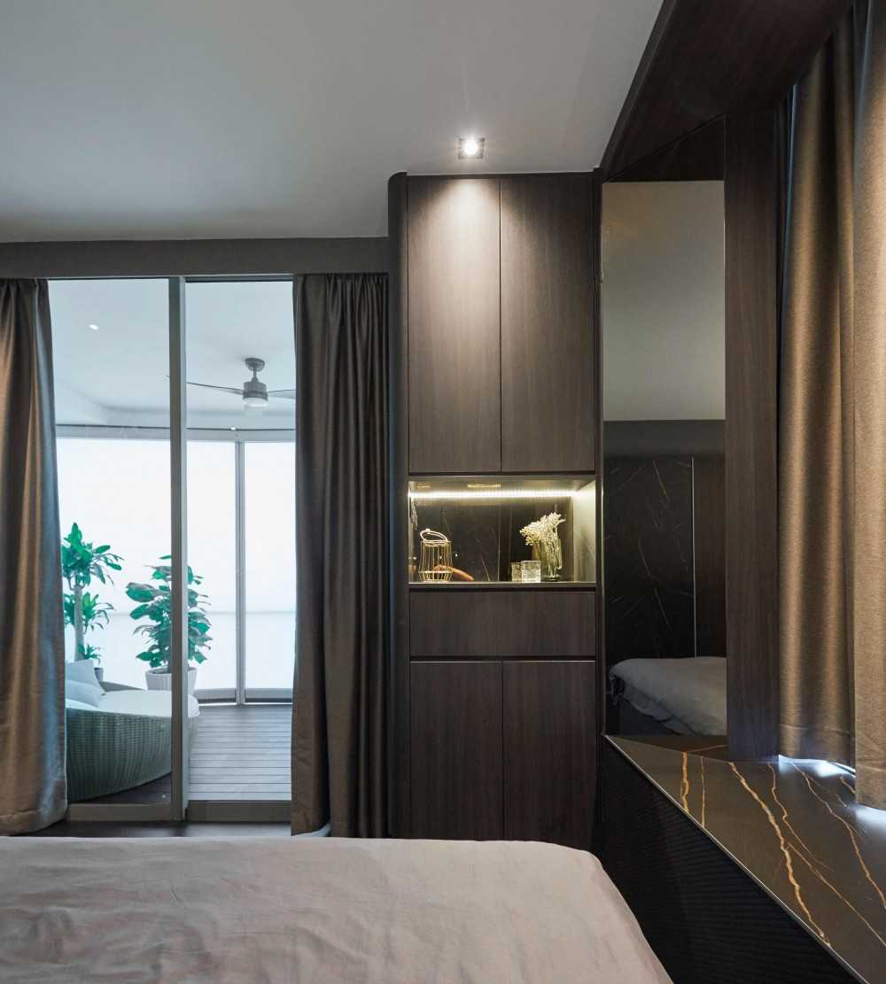 Modern Bedroom with Window Seat and Window Shutters
