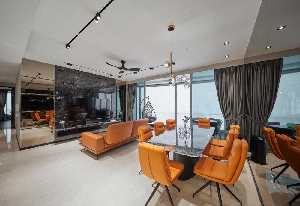 Modern Living Room with TV Console and Mirror