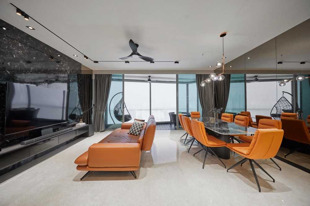 Modern Living Room with TV Console and Mirror