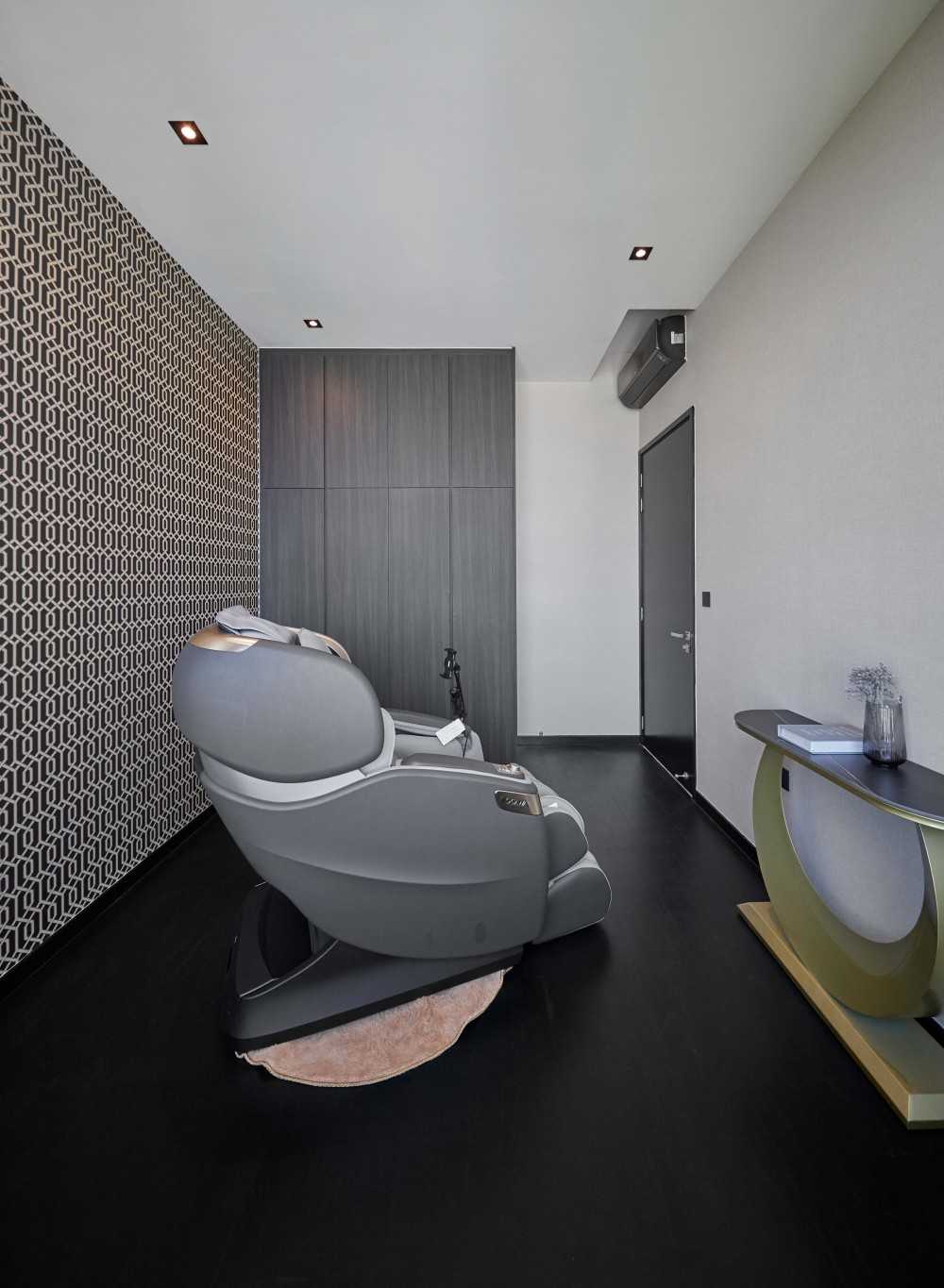 Modern Office with Feature Wall and Storage Cabinets