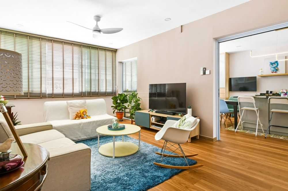 Contemporary Living Room with TV Console and Sofa