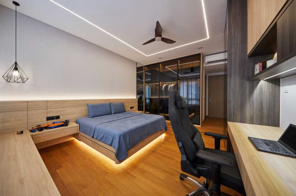 Modern Bedroom with Built-in Bed and Window Seat