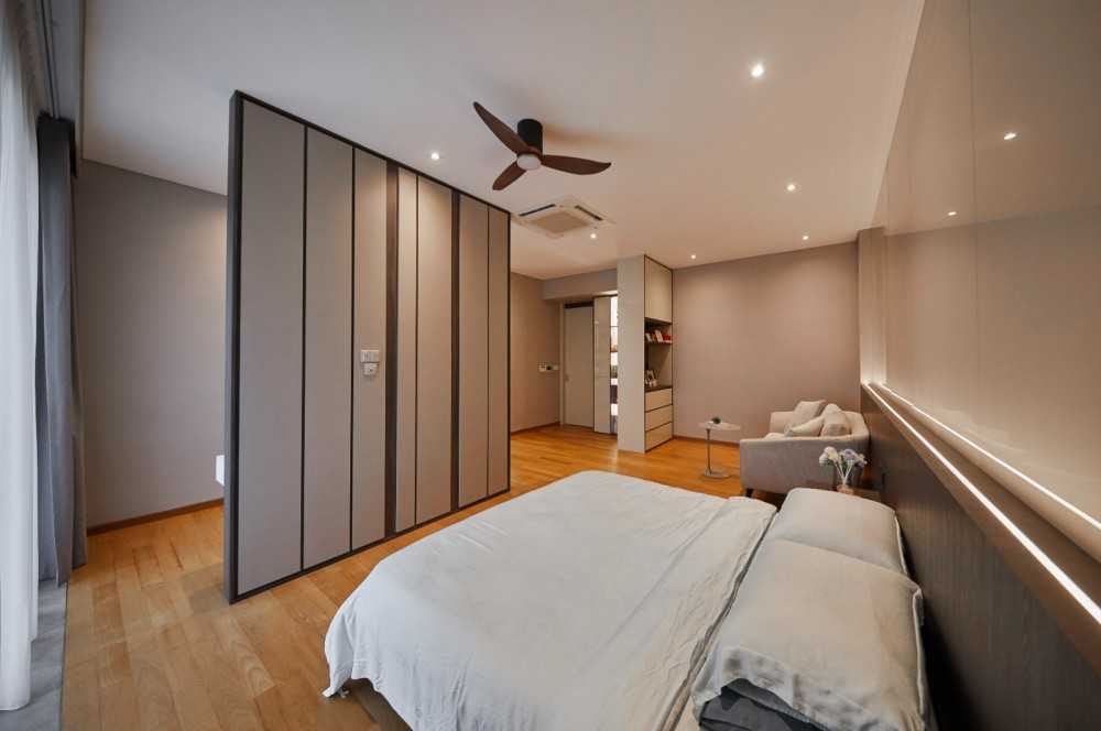 Modern Bedroom with Bedside Table and Storage Cabinets