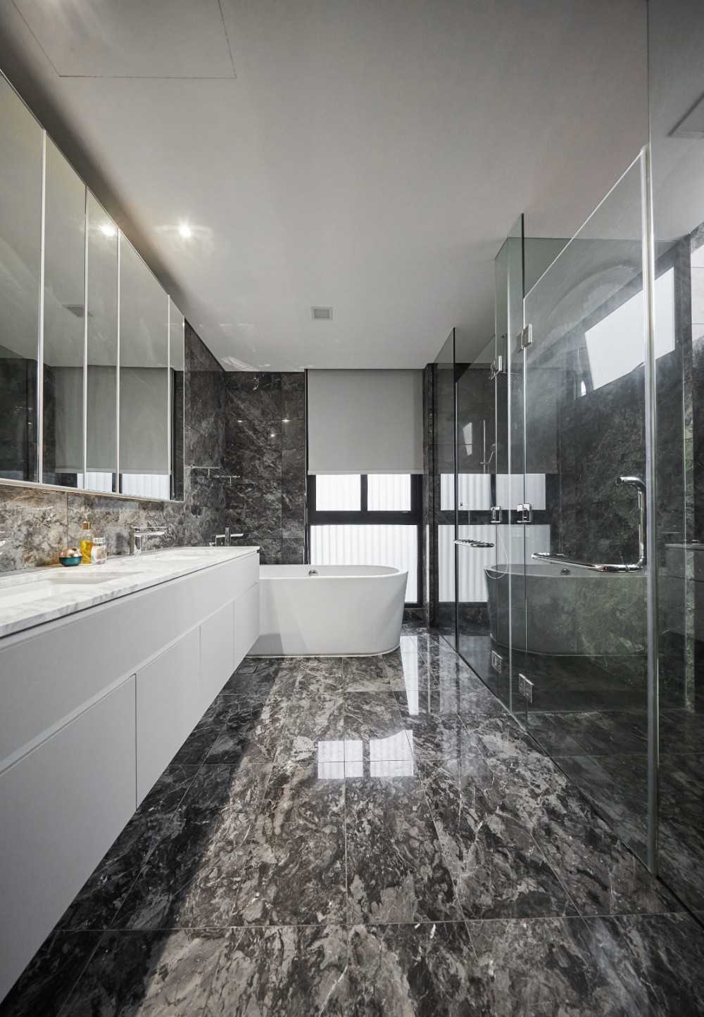 Modern Bathroom with Mirror and Shower Screen