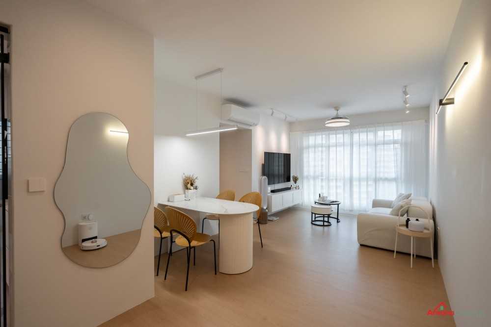 Contemporary Living Room with TV Console and Sofa