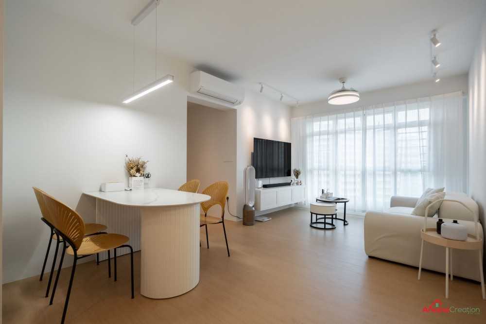 Contemporary Living Room with Vinyl Flooring and TV Console